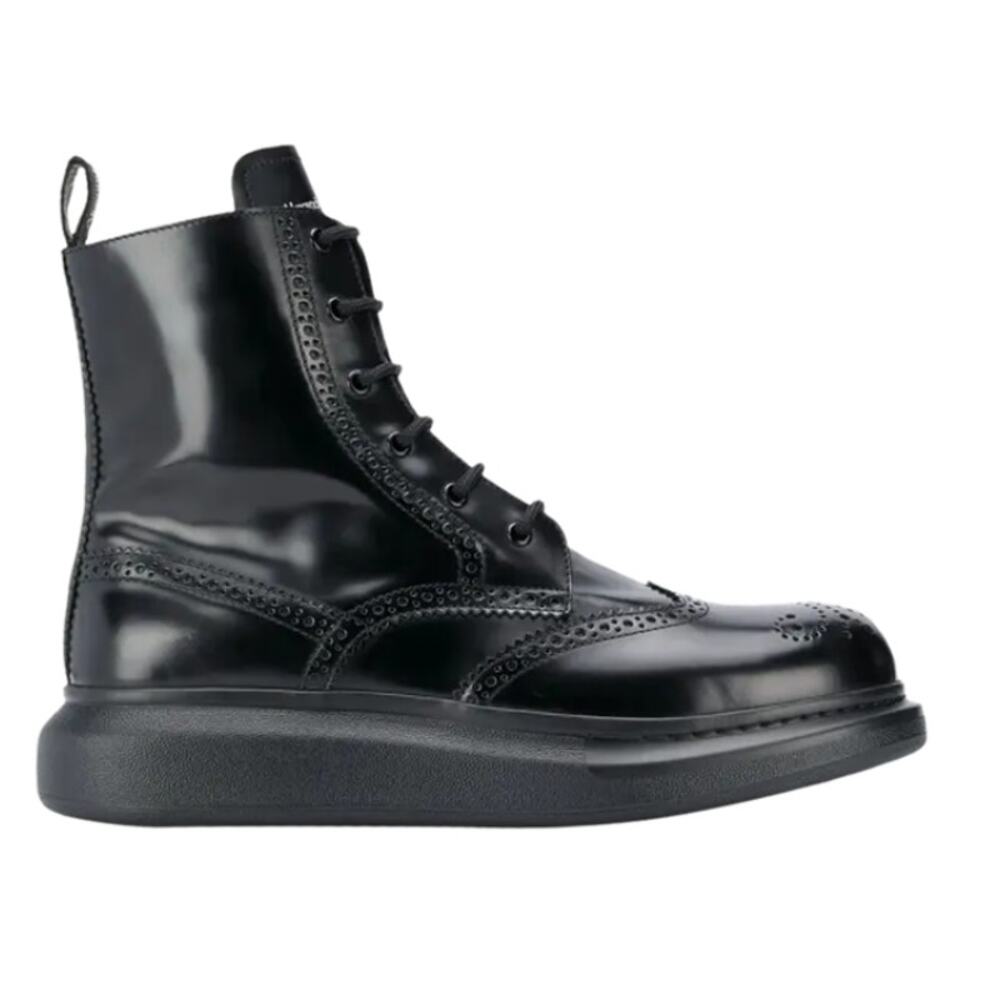 ALEXANDER MCQUEEN Hybrid Brogue Leather Combat Boots Black Sz 43/US 10 $780 - Picture 1 of 12
